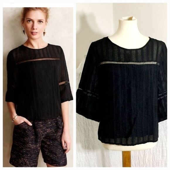 ANTHRO-HD in Paris Tracery Black Top Size 10 - Picture 1 of 9